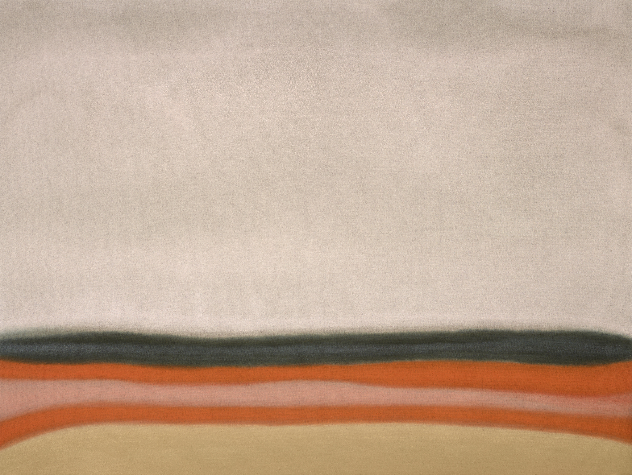 Untitled (Orange/Green), 2018. Oil on Linen, 56" x 74".